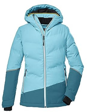 killtec Mädchen Skijacke/Steppjacke mit Kapuze und Schneefang KSW 178 GRLS SKI QLTD JCKT, helltürkis, 164, 39900-000