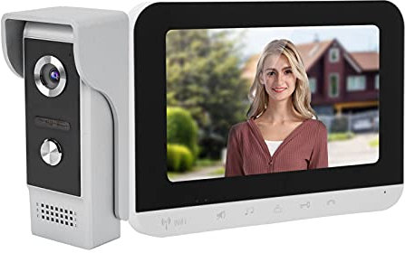 7 Inch TFT LCD Video Doorbell, Wired Intercom, Visual Camera Remote Unlock Monitor with Night Vision for Home Security (UK-110-240V)