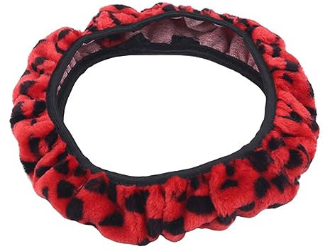 Plüsch Leopard Lenkradbezug, universaler Lenkradschutz Lenkradabdeckung Winter Lenkradschoner Anti Rutsch Warme Lenkrad Abdeckung Universal Auto Lenkradhülle Auto Zubehör 36-38cm