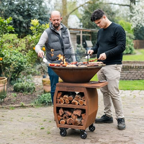 BBQ Plancha Grill Companero 2.0 XXL Cortenstahl 80x80x112,5 cm Grillring feuerring feuerschale mit feuerplatte komplett grilltonne feuerkorb platte feuerstelle Feuerschalen