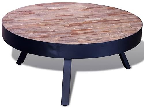 BaraSh Couchtisch Rund Altholz Teak Wohnzimmertisch Wohnzimmer Tisch FüR Couch Tische FüR Wohnzimmer