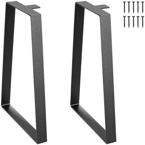 VEVOR Pied de Table Basse 2PCS Pieds de Bureau de Remplacement Trapézoïdaux 40,6 cm Acier Massif Capacité de Charge 181 kg Pieds de Tables de Nuit Noirs Meubles Modernes pour Maison Bureau d'Enfants