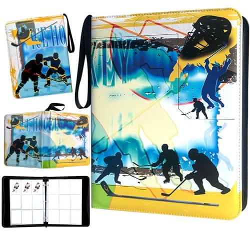 Hockey Card Binder 900 Taschen, Sammelkartenbinder Halter mit 50 abnehmbaren Hüllen, passend für 900 Sportkarten, Hockeykartengeschenke, Sammelalbum mit Reißverschluss-Aufbewahrungsvitrine