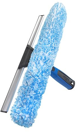 Unger Professional 2-in-1 Squeegee & Scrubber - 14” Window Cleaning Tool – Cleaning Supplies, Squeegee for Window Cleaning, Commercial & Residential Use, Reusable Microfiber Sleeve