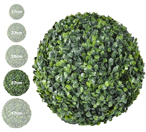 HORO.ES Bola de Césped Artificial, Bola de topiario de boj, Bola de Planta de plástico Verde con 5 tamaños para Espacios Interiores, jardín, decoración de Bodas y decoración del hogar (37CM)
