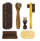YUET Shoe Brush Set - Horsehair Brush for Shoe Shine Polish Buff - 3 Pcs Shoe Polish Dauber Applicator Brushes + 1 Pc Shoes Polish Cloth Glove (6 Pcs)