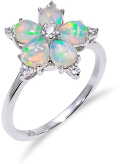 Herren-Damen-Ring mit 925 Sterling Silber natürliche äthiopische Opal Ring Vintage Verlobungsring R047