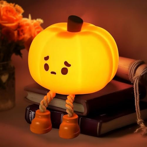Pipihome Pumpkin Night Light, Boo Basket Kawaii Deko Kürbis Lampec, Silikon Touch Nachtlicht Kinder Kinderzimmer, Halloween Kürbis Lampe for Birthday & Christmas Gifts
