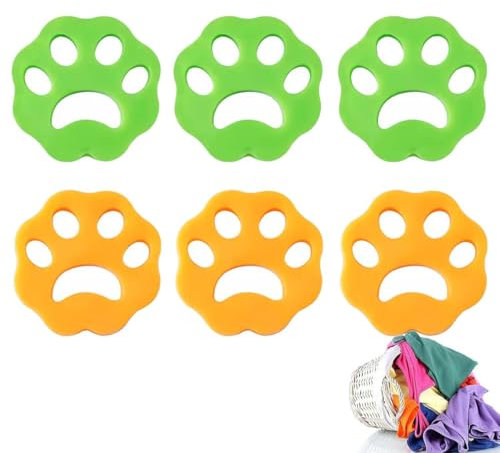 6 Piezas Atrapa Pelos Lavadora,Reutilizable Quita Pelos Mascota,Reutilizables Pelota de Lavado Pieles y lavandería Recogedor De Pelo Pegajoso Removedor para Todas Las Mascotas
