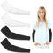Kids Arm Sleeves Youth Arm Sleeves Breathable Arm Compression Sleeve Outdoor Sport Protection Arm Sleeves for Volleyball Football Baseball Basketball Boys Girls, 2 Pairs, Black White