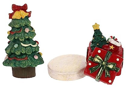 OKUMEYR 2 Weihnachtsschmuckstücke Aus Harz Dekorative Verzierungen Für Innen Weihnachtslandschaft Mit Natürlichen Elementen