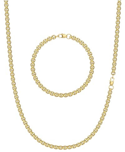 CASSIECA 2Pcs Ketten für Herren Schwarz Kette Herren Seilkette Edelstahl Mann Halskette und Armband Set Schmuck Herren Geburtstag Weihnachten