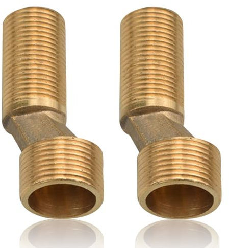 2 Stück Duscharmatur Adapter, 3/4 Zoll Auf 1/2 Zoll Messing Außengewinde S Anschluss Adapter versetzt um 8 mm Länge 70 mm, Verstellbarer Schwenkarm Verbindungsstück Exzenter für Wandarmaturen