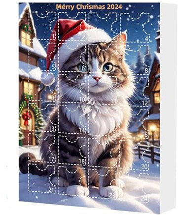 Adventskalender 2024 Katze Adventskalender 24 Katzenspielzeug, Katzenornament-Kalender, Kalender Weihnachtsdekoration für Katzenliebhaber