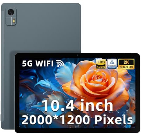 Tablet 10.4 inch Android 13 Octa-core CPU 16GB RAM 128GB ROM Ultra-thin Lightweight 2K FHD+ Display 5G WiFi 6 BT5.0 Gaming Tablet with GPS 4×Speakers 13MP Camera 2-year Warranty