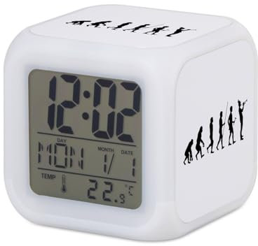 Fabulous Wecker Würfel beleuchtet Weiß – Evolution Trompete Orchester Jazz Musik Musikinstrument – 7,8 x 7,8 x 7,8 cm – Retro Beleuchtung Mehrfarbig LED