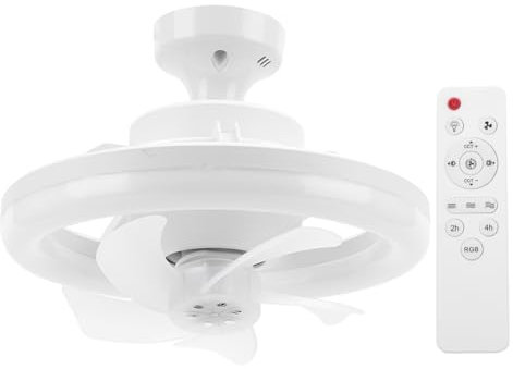 RuiDay 45cm Quiet Ceiling Fan with Lights for UK Bedroom Living Room - Remote Control, 3 Speeds, Dimmable LED, E27 Fitting, Easy Install