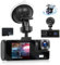 CAMECHO Dash Cam Front and Rear Inside, 3 Channel Dashcam for Cars, Dash Camera Included 32GB SD Card, Car Camera with Night Vision, G-Sensor, Loop Recording, 2” Display, Dashboard Camera