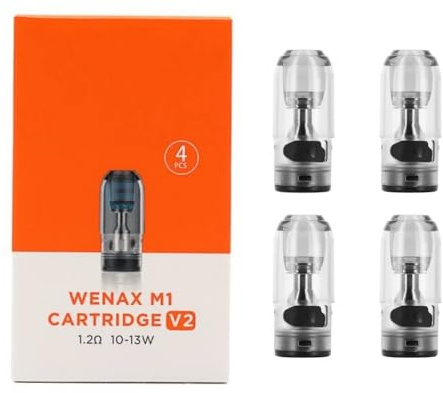 Cartuccia Wenax M1 V2 Gee-'kVape 2 ML (1,2 Ω Confezione da 4) [10-13 W] per Wenax M1 Kit Wenax M Starter Kit Wenax M1 MNI Kit Wenax M2 Kit Originale Wenax M1 Cartridge V2 - No Nicotine