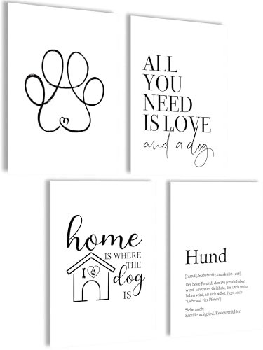 Moderne Hund Wandbilder Poster Set Bilder Wanddeko Wohnzimmer Deko Schlafzimmer Fotowand Bild für die Küche Aesthetic Poster (Hund)