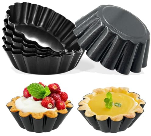 6 Pezzi Stampi di Crostate, Stampi Antiaderente Muffin Stampi Tortine, Riutilizzata Stampi in Silicone per Dolci, Uova Aluminum Cupcake Cake Caso Cookie Making Mold Piastra