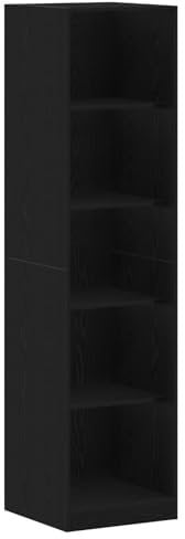 vidaXL Minimalistisches schwarzes Eichenregal | Innen Holzwerkstoff Regaleinheit Stylisches Buchregal Perfekt für Wohnzimmer & Bibliothek 6 Brett-Regale Abmessungen: 50X50X200 cm Möbel Modern