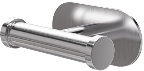 Amig - Colgador adhesivo para toalla de baño Mod. Ea-5 - Toallero gancho Adhesivo sin tornillos - 100 x 65 x 45 mm - Acero inoxidable - Plateado mate