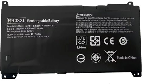 Batterie d'ordinateur Portable RR03XL pour HP ProBook 430 440 450 455 470 G4 G5, HSTNN-PB6W HSTNN-LB7I HSTNN-UB7C, 851610-850 851477-831 851477-421, 11,4V, 3 cellules.