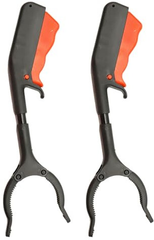 2Pièces Pince Ramasse Objet,Dechet Préhension de Ramassage Des a Déchets,Frutales Se Les Objets en Télescopique Outils,Ramasser Attrape Baisser Outil,Feuille Herbe Grabber,pour Tout Ramasse-Déchets