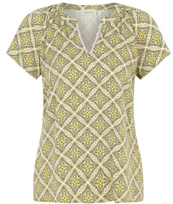 Cartoon Damen Blusenshirt mit Muster 38, Grün/Violett