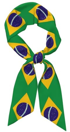 Foulard Long En Soie À Brésil Motif Drapeau | Doux | Élégant | Couleurs Vives