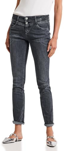 Street One 3715673 Jean Coupe décontractée, Gris foncé délavé, 34W / 30L Femmes