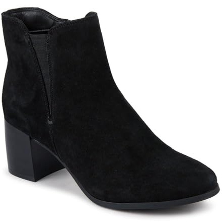 Pavers Leather Elasticated Heeled Ankle Boots - Black Suede Size 6