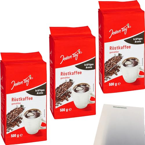 usy Bundle für Jeden Tag Röstkaffee gemahlen kräftig 3er Pack (3x500g Packung) + usy Block