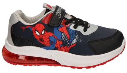 Sportliche PVC-Sohle mit Lichtern für Kinder, Spiderman, sportlich, PVC-Sohle mit Beleuchtung für Kinder, für Schule, Park und Freizeit, Schwarz, 30 EU