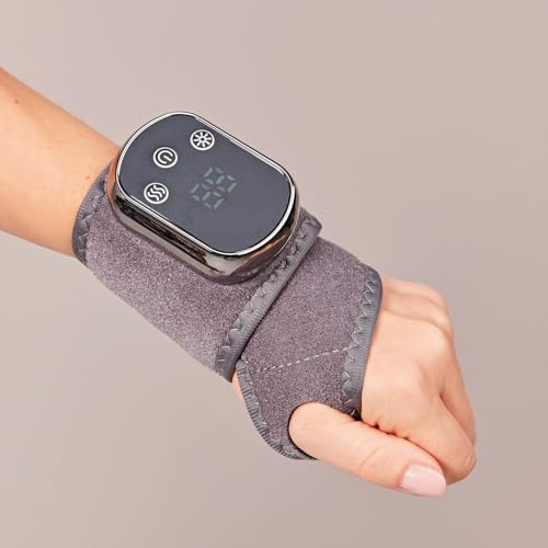 3 PAGEN® beheizbare Handgelenkbandage grau – 3 Vibrations- & Wärmestufen – Massage und Entspannung – Massagerät für Handgelenk – wiederaufladbar