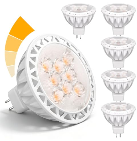 GOHDLAMP GU5.3 LED Warmweiß Dimmbar MR16 5W 610 Lumen 2700K 12V LED Leuchtmittel, 10–100% dimmbar, 38° Abstrahlwinkel, für Einbauspots, Deckenspots und Schienenbeleuchtung, 6er Pack