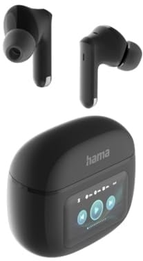 Hama Bluetooth-Kopfhörer Spirit Touch, TWS In-Ear Earbuds mit ANC, Ladecase mit Display, Touch-Steuerung, kabellos, Schwarz, klarer Sound, Bluetooth-Headset für Musik, Sport und Telefonie
