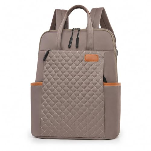Drawelry Rucksack Damen, Laptop Schulrucksack Handtasche (A-Khaki) | Große Kapazität, Viele Fächer, Oxford-Gewebe, Wasserabweisend & Alltagstauglich, 2-in-1 Design,