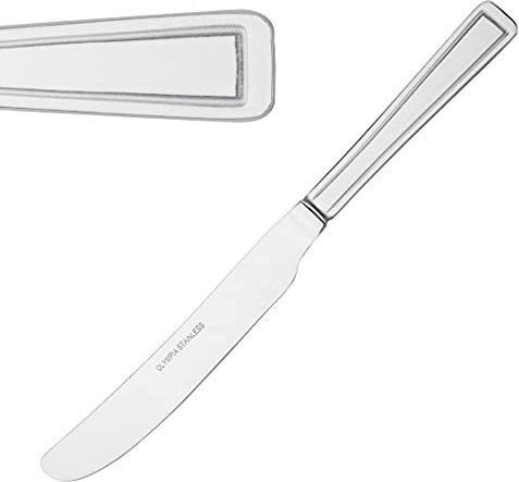 Olympia Harley Stainless Steel Table Knives (Pack of 12), Silver, 230(L)mm, Dinner Knife Set, High Polished 18/0 Stainless Steel, Double Step Handle Design, Commercial & Home Use, D690