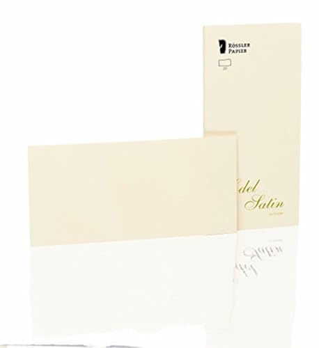 Rössler Edel Satin-Kartenpack | Kartenset | 20 Blanko Karten zum Selbstgestalten | Format DIN lang | Einladungskarten blanko | 11 x 2 x 21 cm | 1 Stück | Farbe: Ivory