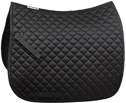 HORZE Prinze Soft Quilted Padded Lightweight Dressage Saddle Pad for Horses - Black - Horse