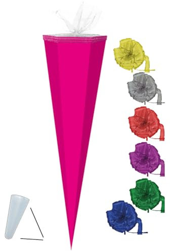 alles-meine.de GmbH Schultüte Rohling - Pink - 35 cm incl. Schleife mit Kreppabschluß - Zuckertüte - zum Basteln, Bemalen und Bekleben Bastelschultüte