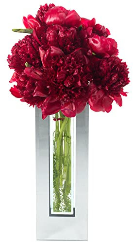 Royal Imports Blumenvase aus Glas mit dekorativem Zentralschaft für Hochzeit oder Zuhause Hälfte Claro