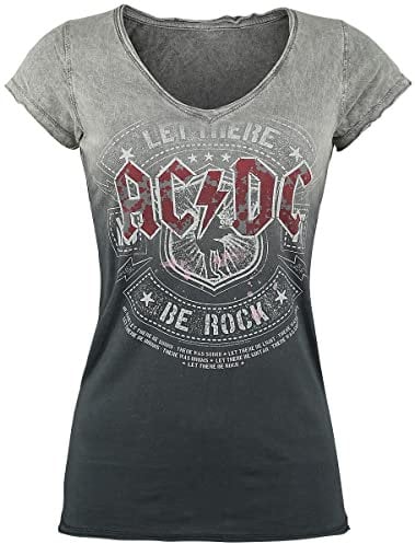 AC/DC Let There be Rock Frauen T-Shirt grau/dunkelgrau 3XL 100% Baumwolle Band-Merch, Bands
