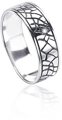 MATERIA Damen Herren Ring Schlange 925 Silber antik breit 6mm #SR-120, Ringgrößen:51 (16.2 mm Ø)