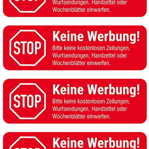 Keine Werbung Briefkasten-Aufkleber (rot, 12 Stück)