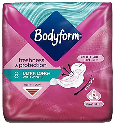 Bodyform Ultra lang mit Flügeln, 8 Stück.