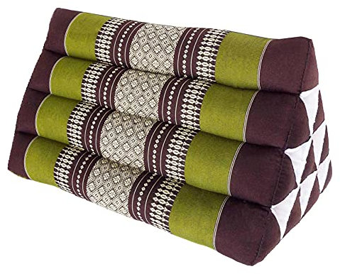 Fine Asianliving Coussin de Méditation Coussin Triangle Thai 50x30cm Vert Matelas Tapis de méditation Coussin thaï Kapok 301-I02