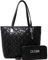 GUESS Damen-Handtasche und Geldbörse, geprägt, mittelgroß, Schwarz, Schwarz
